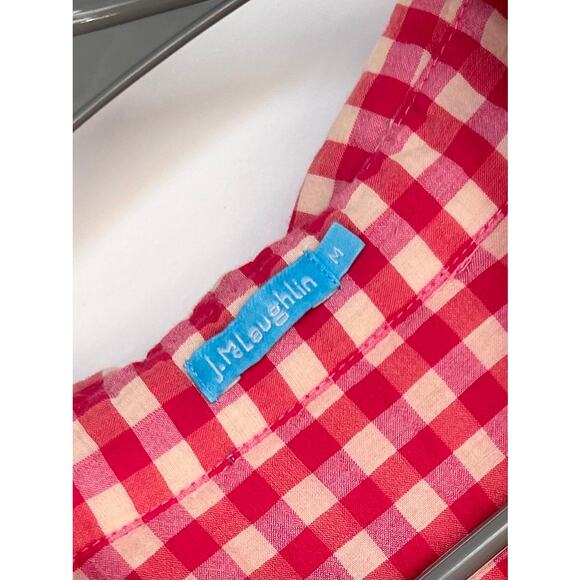 J. McLaughlin Women's Gingham Lois Crinkle Button-Up Shirt Top Pink Size Medium - Picture 3 of 10